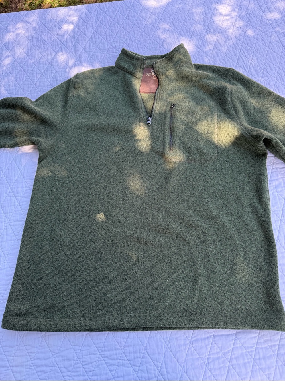 Outdoor Life Men's Quarter-Zip Fleece Sweater - Olive Green